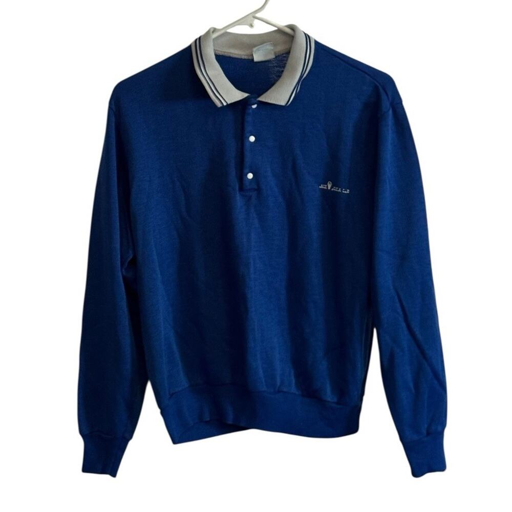VTG Game Breaker‎ Sweatshirt Blue Collared Large Workout Gym Exercise Walk READ
